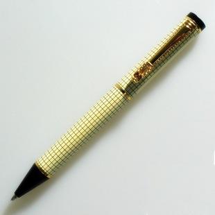 华鼎专业销售线条网格金属圆珠笔 龙头夹宝珠笔 定制套装礼品笔